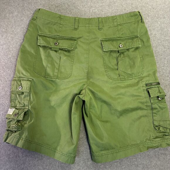 Tommy Hilfiger Cargo Shorts Mens 35 Green Cotton Utility Pockets Y2K 2000s - Picture 10 of 10